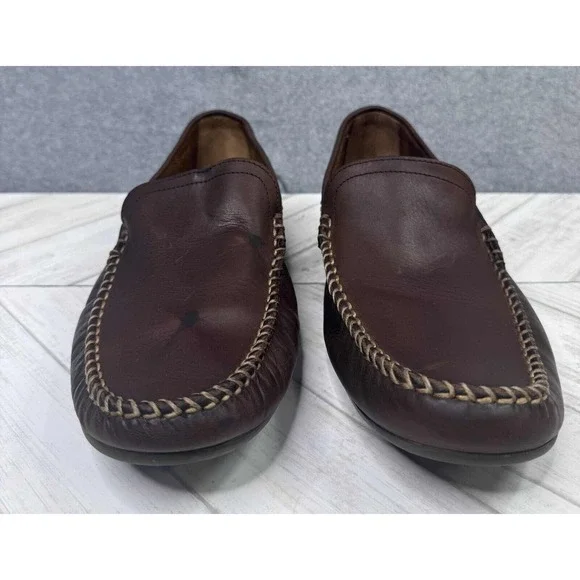 Frye Lewis Venetian Men's 9.5D Tan Brown Leather Loafers Driving Slip On Casual - Picture 3 of 9